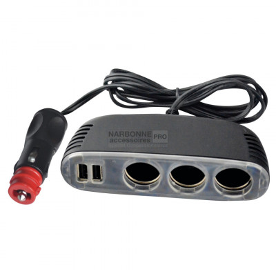 ENCHUFE TRIPLE 12V +  2 USB INOVTECH